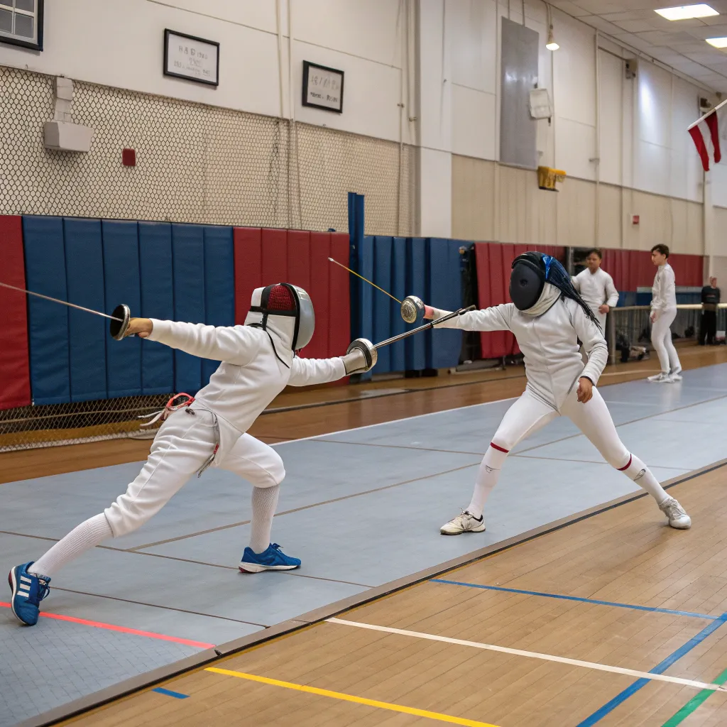 Fencing School Action Scene